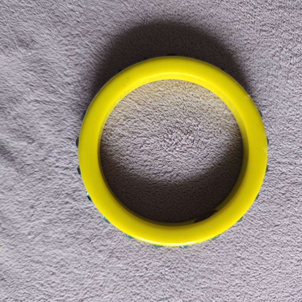 Juicy Couture Yellow Bangle Bracelet with Blue Rhinestones - Picture 3 of 6